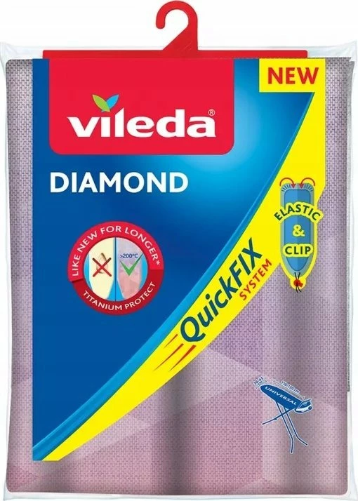 Mbulesë dërrase hekurosjeje Vileda Diamond, universale, Quick Fix, rozë