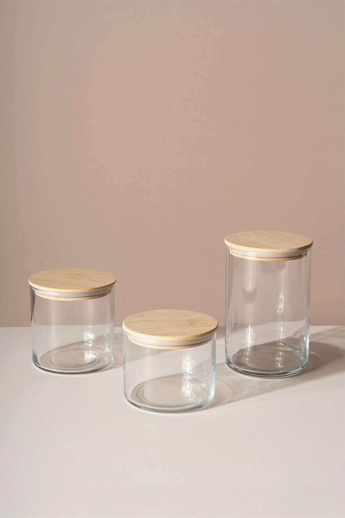 Set kavanozash prej qelqi, 3 copë, Hermia Concept, 535ml/680ml/1050ml, transparent