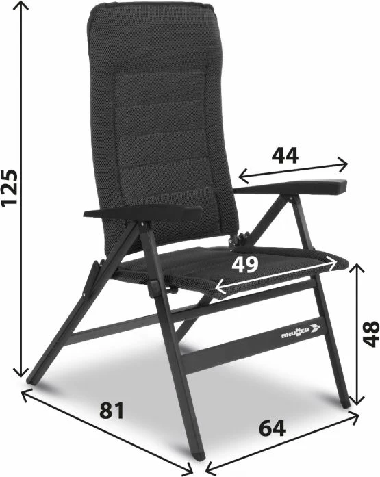 Karrige kampingu BRUNNER Travelounger M, 8 pozicione, 150 kg, alumini, Gri e errët