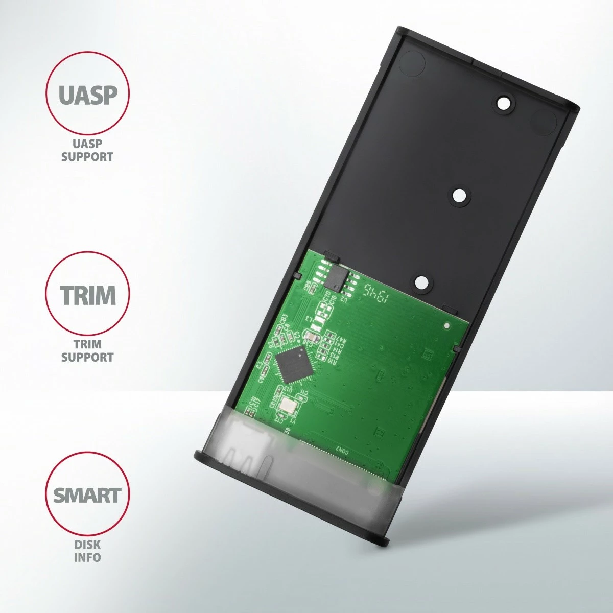 Kasë e jashtme AXAGON EEM2-SBC për SSD M.2 SATA, USB-C 3.2 Gen 2, Alumini, E zezë