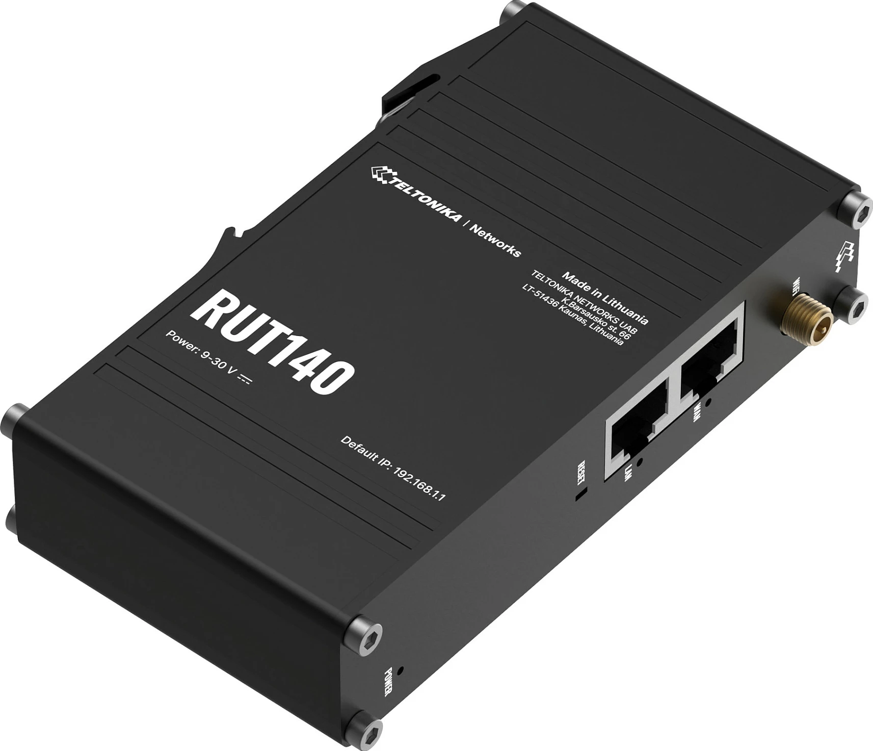 Router industrial Teltonika RUT140, 2x RJ45 10/100Mb/s, Ethernet WAN, Wi‑Fi 4, DIN-rail, i zi