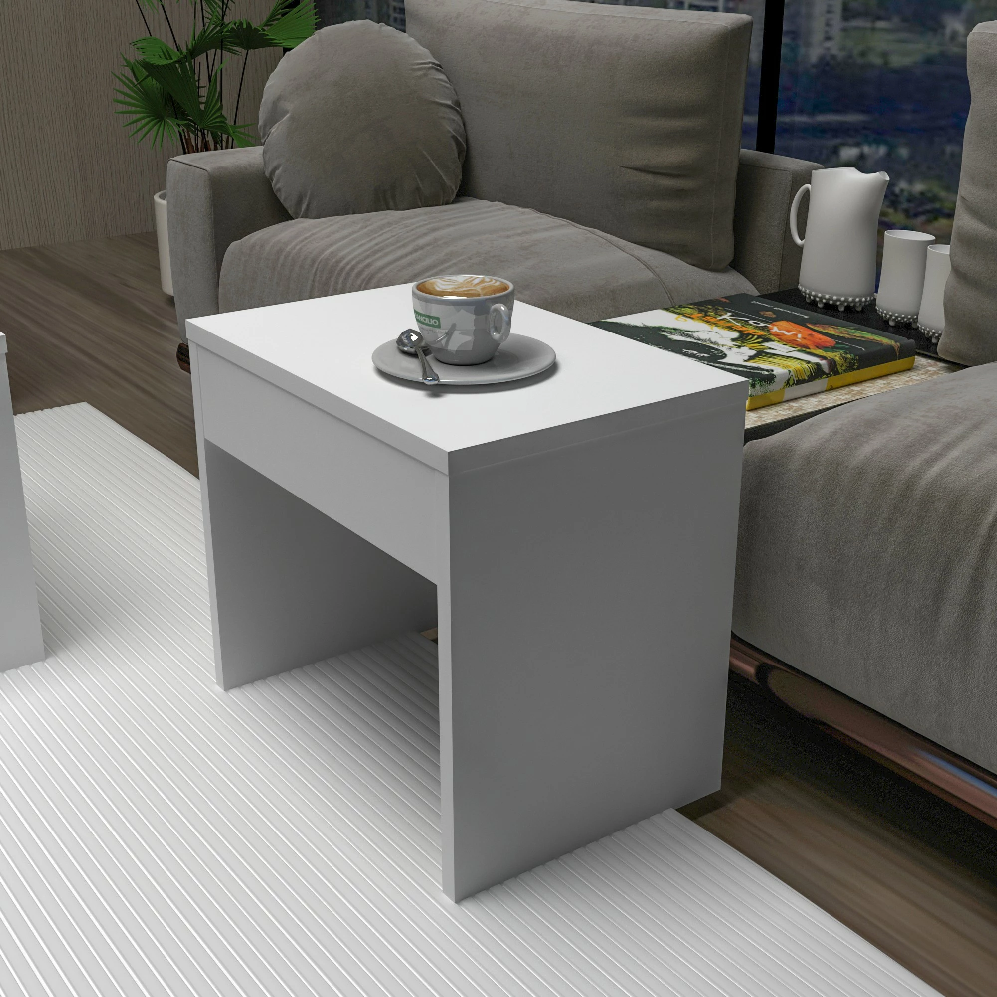 Set tavoline për kafe, Hanah Home Sartos, e bardhë