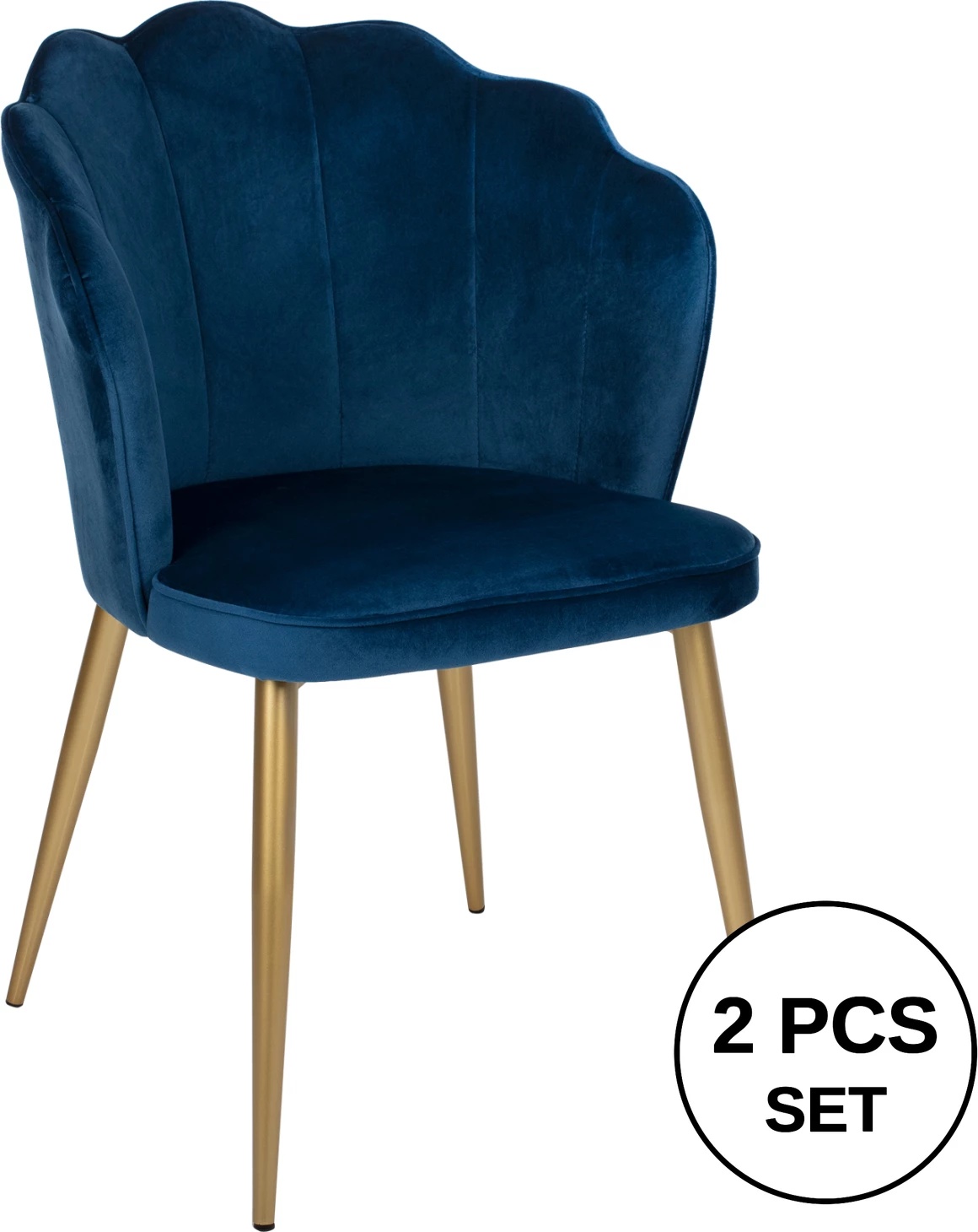 Karrige AVIE FH8737.08 metalike me kadife blu dhe këmbë të arta 48x48x85H cm., set prej 2 copash