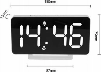 Orë alarmi digjitale LED GreenBlue GB383 me termometër, USB, 15x7.5 cm, e bardhë
