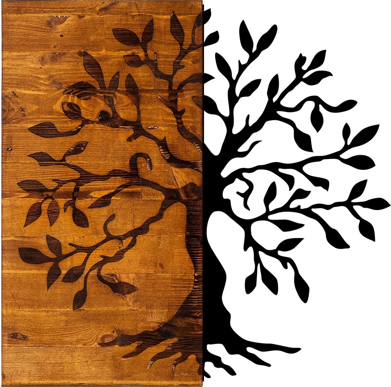 Dekor muror prej druri me pemë metalike, 58x58, FH7220