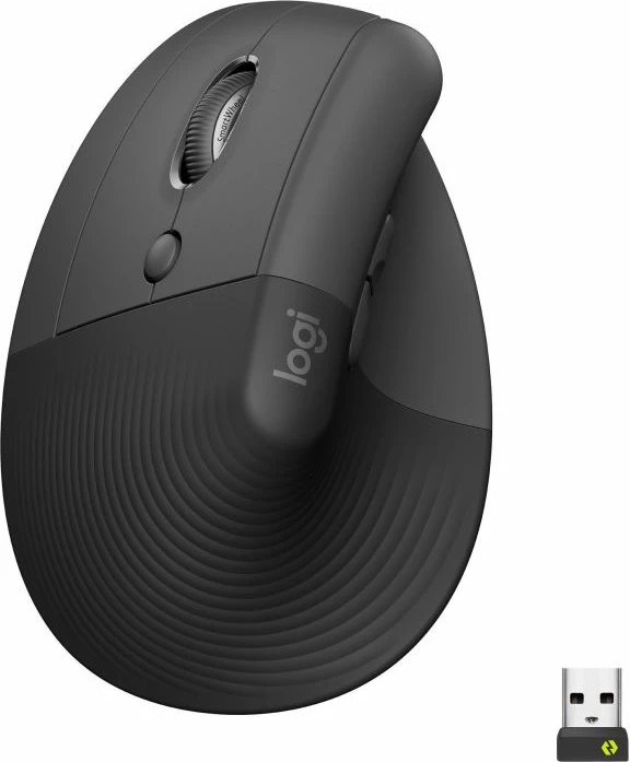 Maus vertikal ergonomik Logitech Lift, pa kabllo, për të majtë, 4000 DPI, Bluetooth/Logi Bolt, Graphite