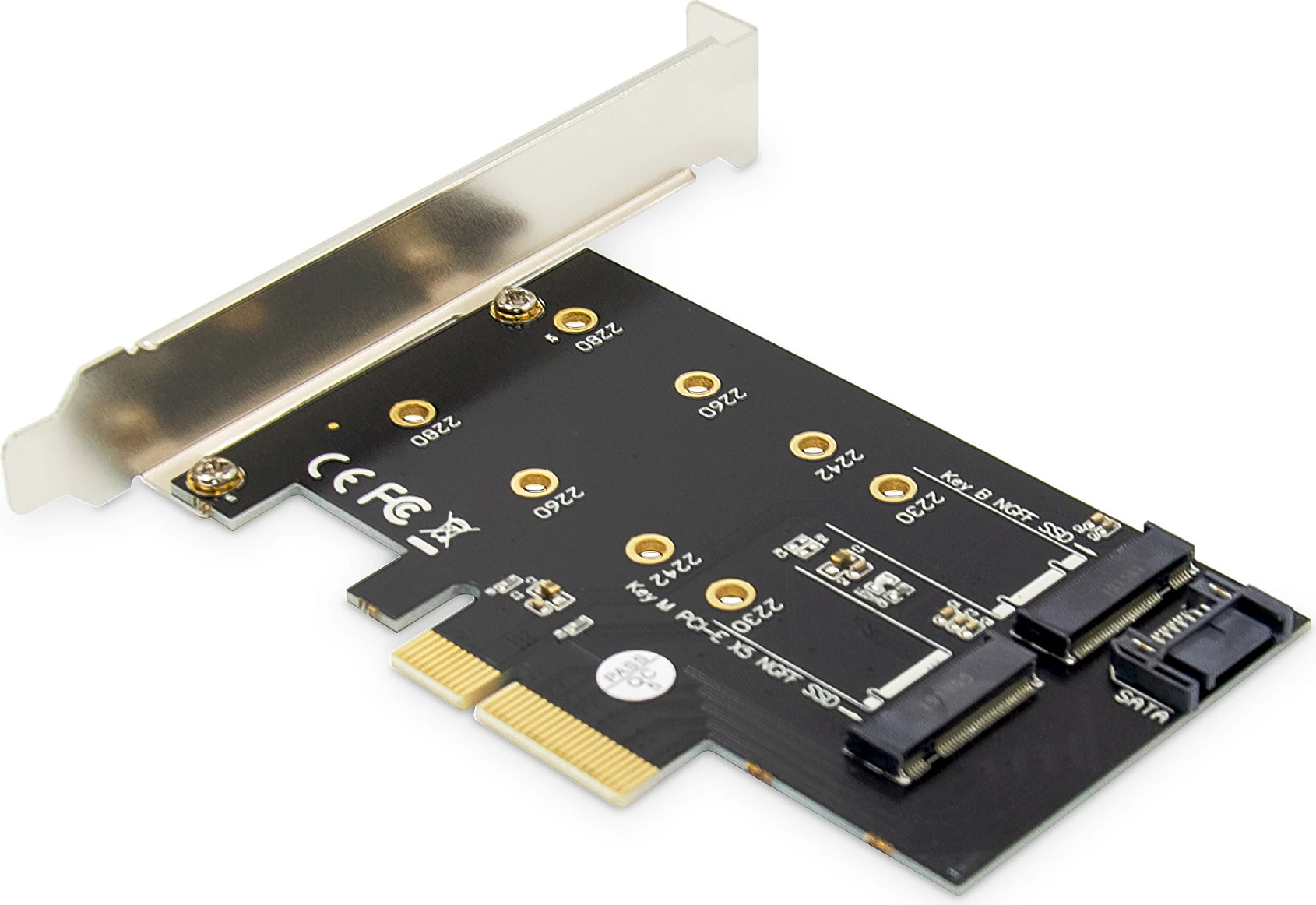 Kartë zgjerimi Digitus PCIe 3.0 x4 për SSD M.2 NGFF/NVMe, 2 slote, e zezë