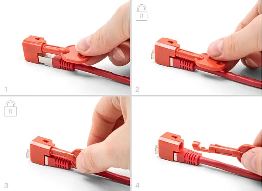 Bllokues porte RJ45 DeLOCK, set 10 copë + 1 çelës, i kuq