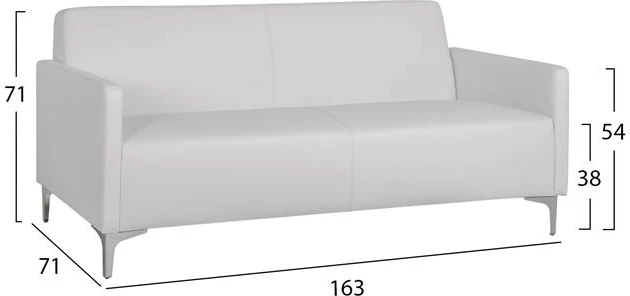 Sofa 3 ulëse Nellie FH3159.32 me PU të bardhë 163x71x71cm
