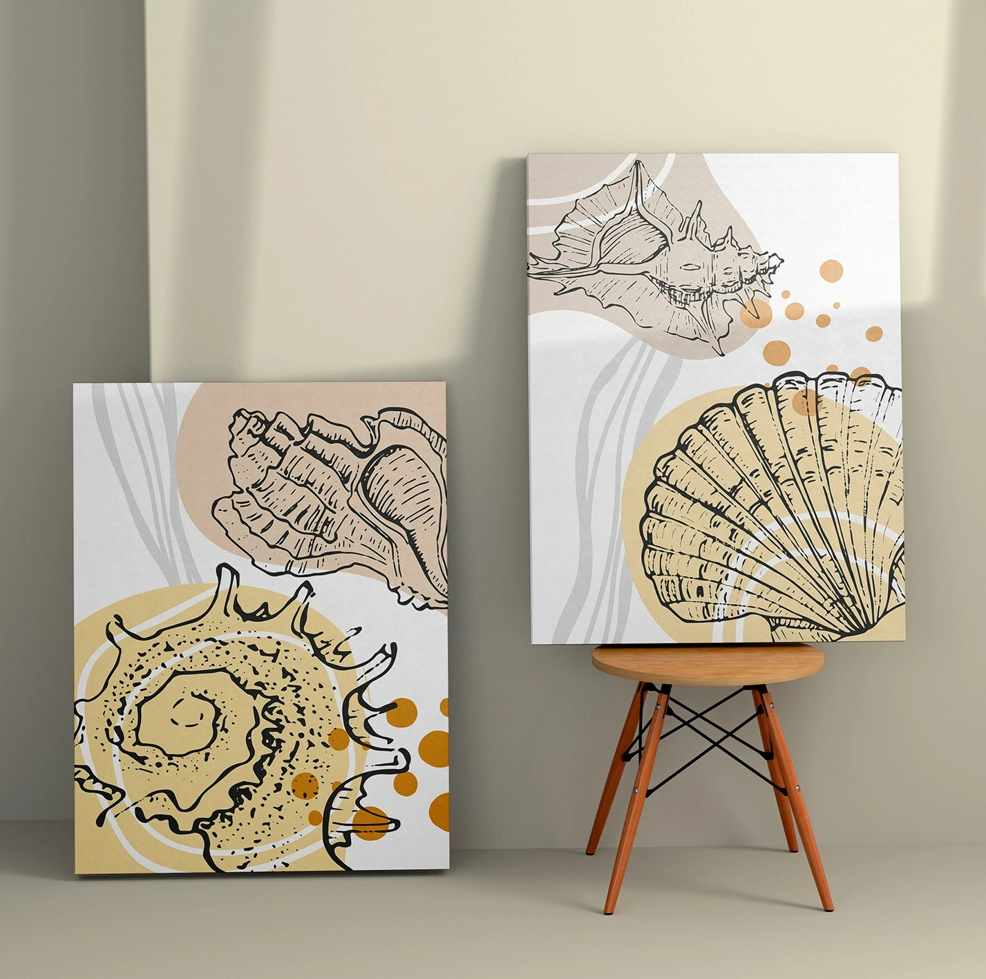 Piktura dekorative në kanavacë (2 copë), shumëngjyrëshe, Wallity, 50x70cm