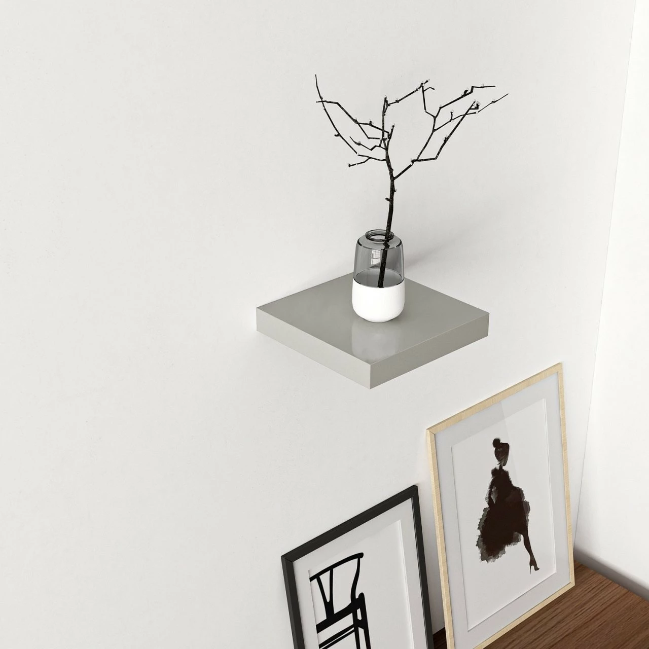 Raft muri Skye Decor, gri e çelët, 23 cm