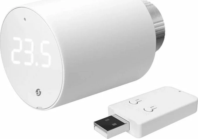 Kokë termostatike smart Shelly BLU TRV TRVBLU1-pack Bluetooth/Wi‑Fi M30/15, set me BLU Gateway Gen3, e bardhë