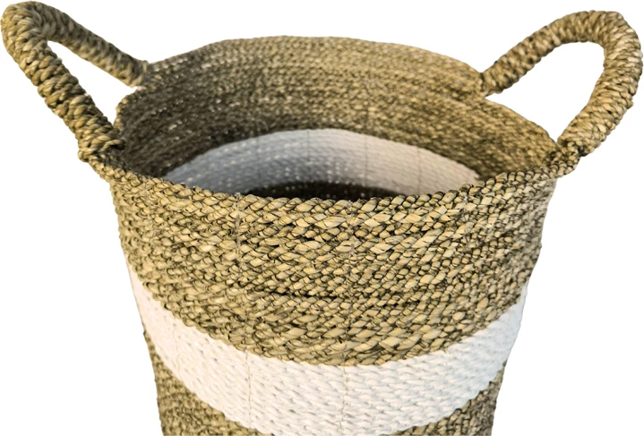 Set shporta dekorative Fesia, 3 copë, ngjyrë natyrale-bardhë, seagrass