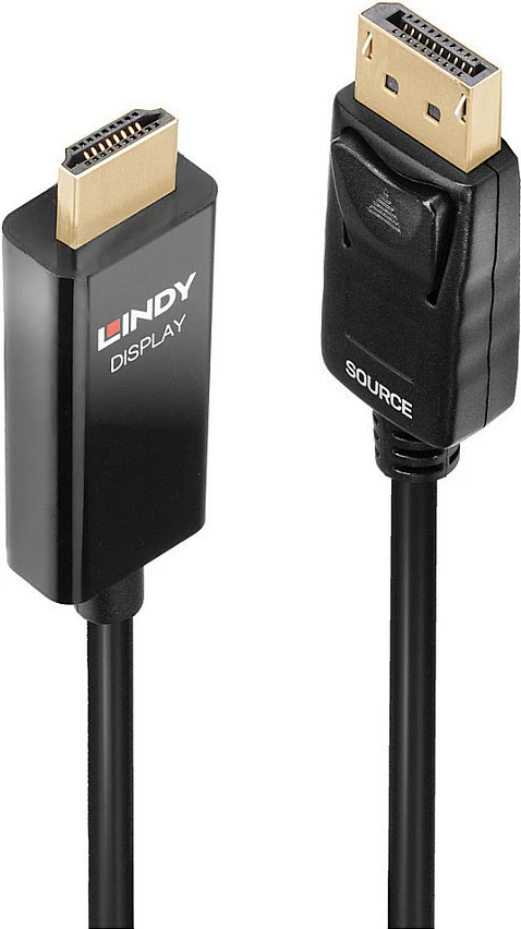 Kabllo DisplayPort në HDMI LINDY Active 1m, 4K@60Hz HDR, e zezë