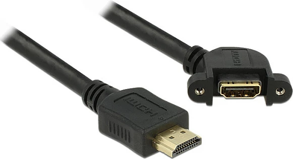 Kabllo zgjatuese HDMI DeLOCK HDMI A 1m, mashkull në femër panel-mount, e zezë