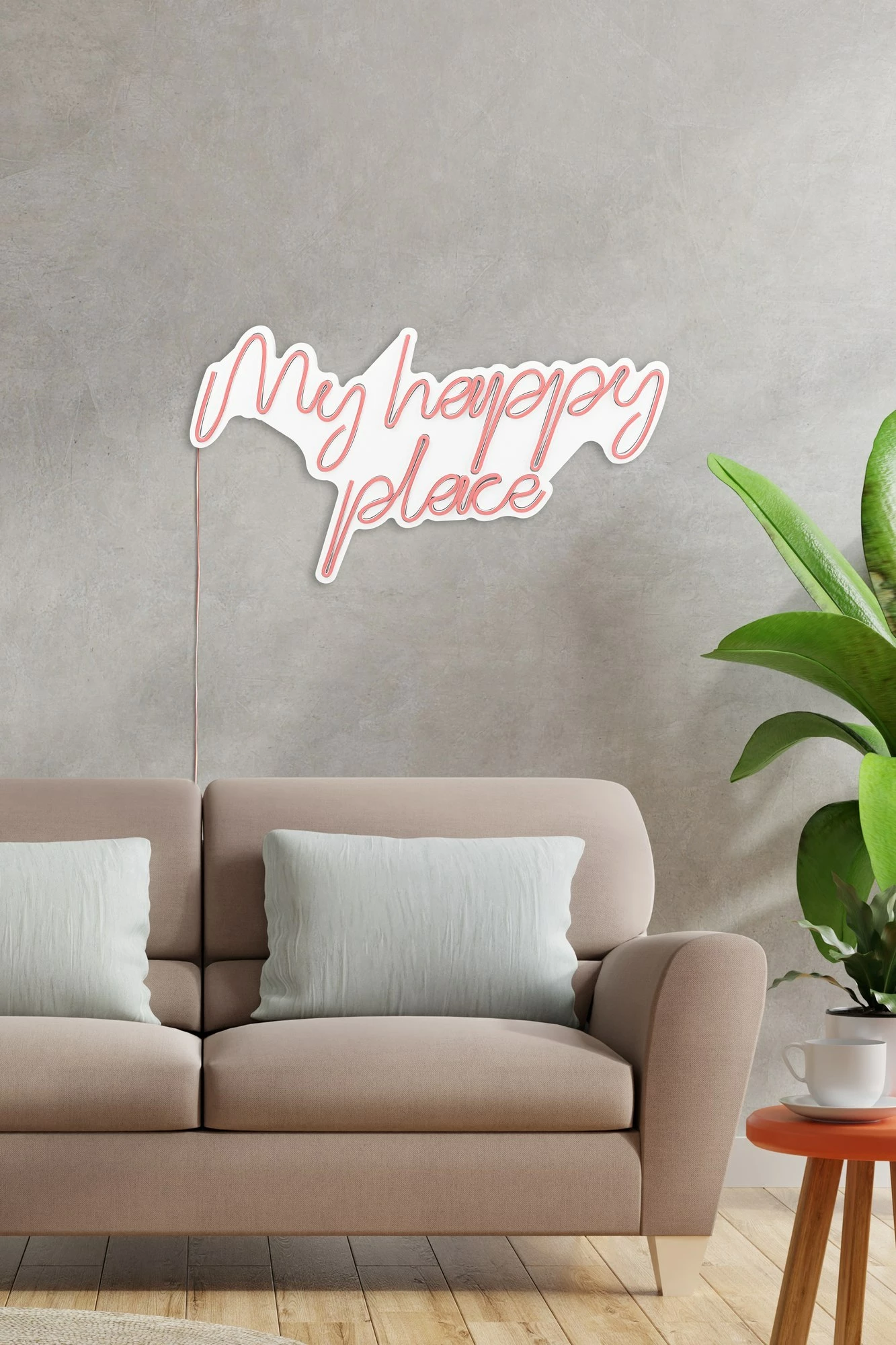 Dritë dekorative LED në mur, 'My happy place', plastikë, ngjyrë rozë