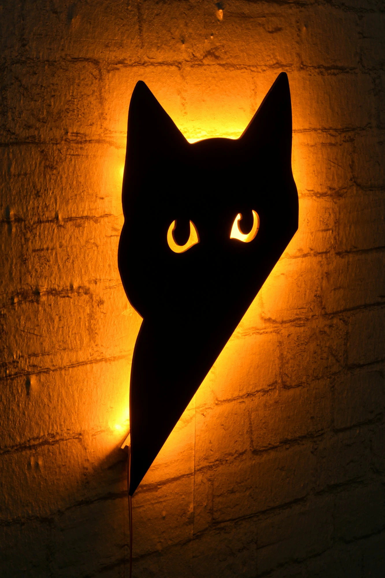 Dritë dekorative LED, formë mace, ngjyrë e verdhë, Wallity Cat 2, 23x36cm