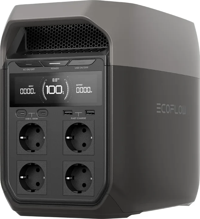 Stacion portativ energjie EcoFlow DELTA 3, 1024 Wh, 1800 W, argjend/gri