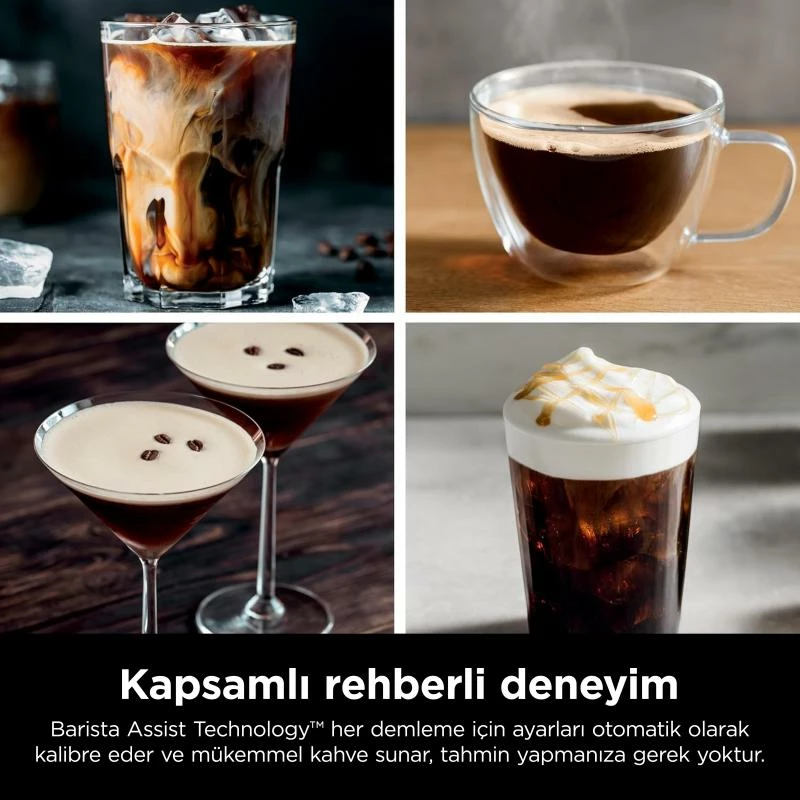 Makinë kafeje Ninja Luxe Premier ES601EU me mulli të integruar, Barista Assist, Dual Froth System, rezervuar kokrrash me mbrojtje UV, silver/black