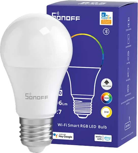 Llambë LED smart Sonoff B02-BL-A60, E27, 9W, RGB, Wi-Fi