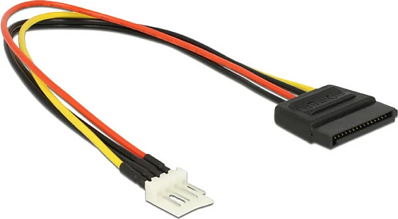 Kabllo adaptor energjie DeLOCK SATA 15-pin / 4-pin PWM, 0.24m, AWG20, e zezë/kuqe/verdhe