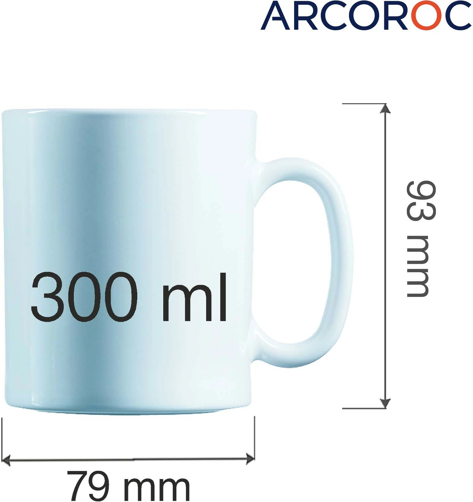 Mug Arcoroc Evolution X3580 300ml Opal, i bardhë, set 6 copë