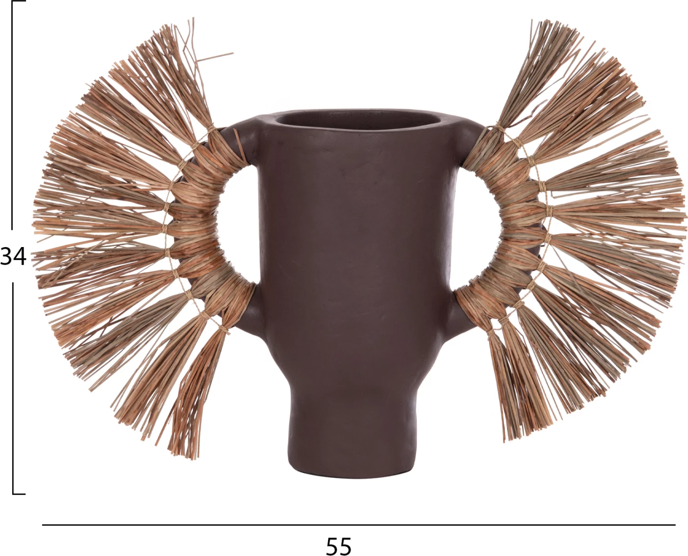 Vazo dekorative tavoline ALICA, terrakotë, ngjyrë çokollate, me bar të thatë, 55x19x34cm