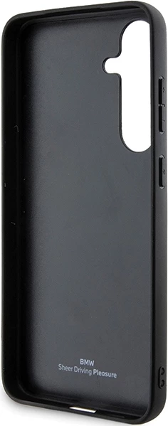 Mbështjellës BMW BMHCS24M23RCGPK Signature Leather Crossing Lines Pattern për Samsung Galaxy S24+ S926, i zi