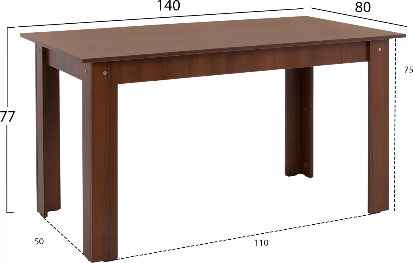 Tavolinë kuzhine KELVIN, ngjyrë arre, ΗΜ2429.04, 140x80x77H cm