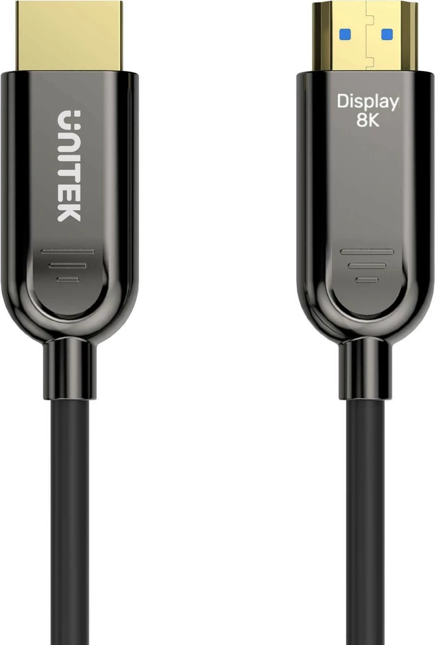 Kabëll optik HDMI Unitek 2.1 AOC 8K 120Hz 40m, ngjyrë zezë-argjendtë
