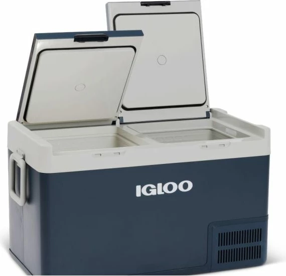 Frigorifer kompresor elektrik IGLOO ICF80DZ 78 L AC/DC (12/24V & 110-240V) dual-zone, blu/gri