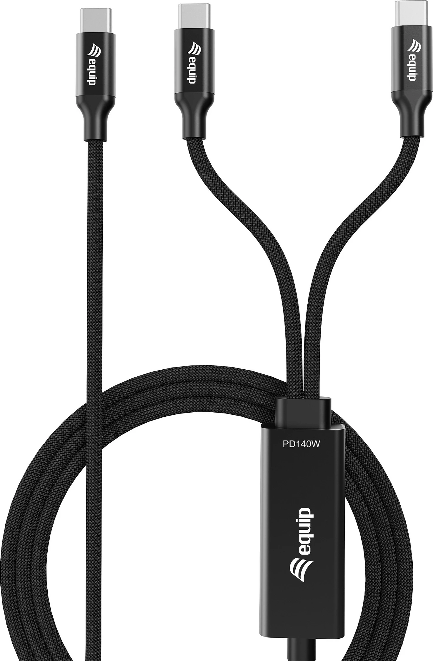 Kabllo USB-C në 2x USB-C (Y) Equip 128895, 1.5 m, PD 140W, USB 2.0, e zezë