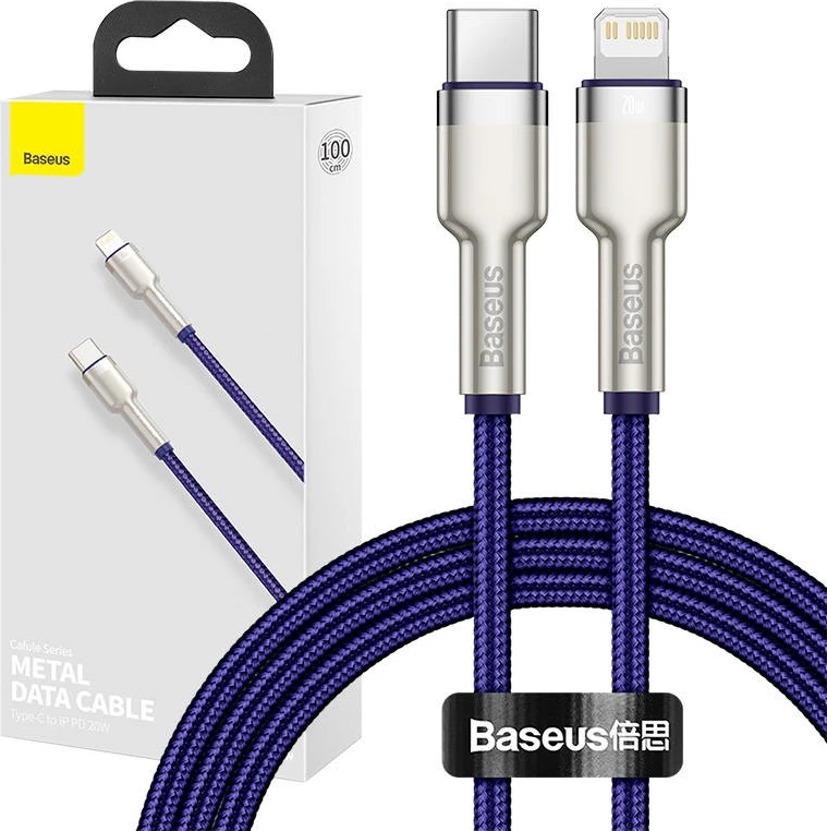 Kabllo USB-C në Lightning Baseus Cafule, 1m, 20W, vjollcë