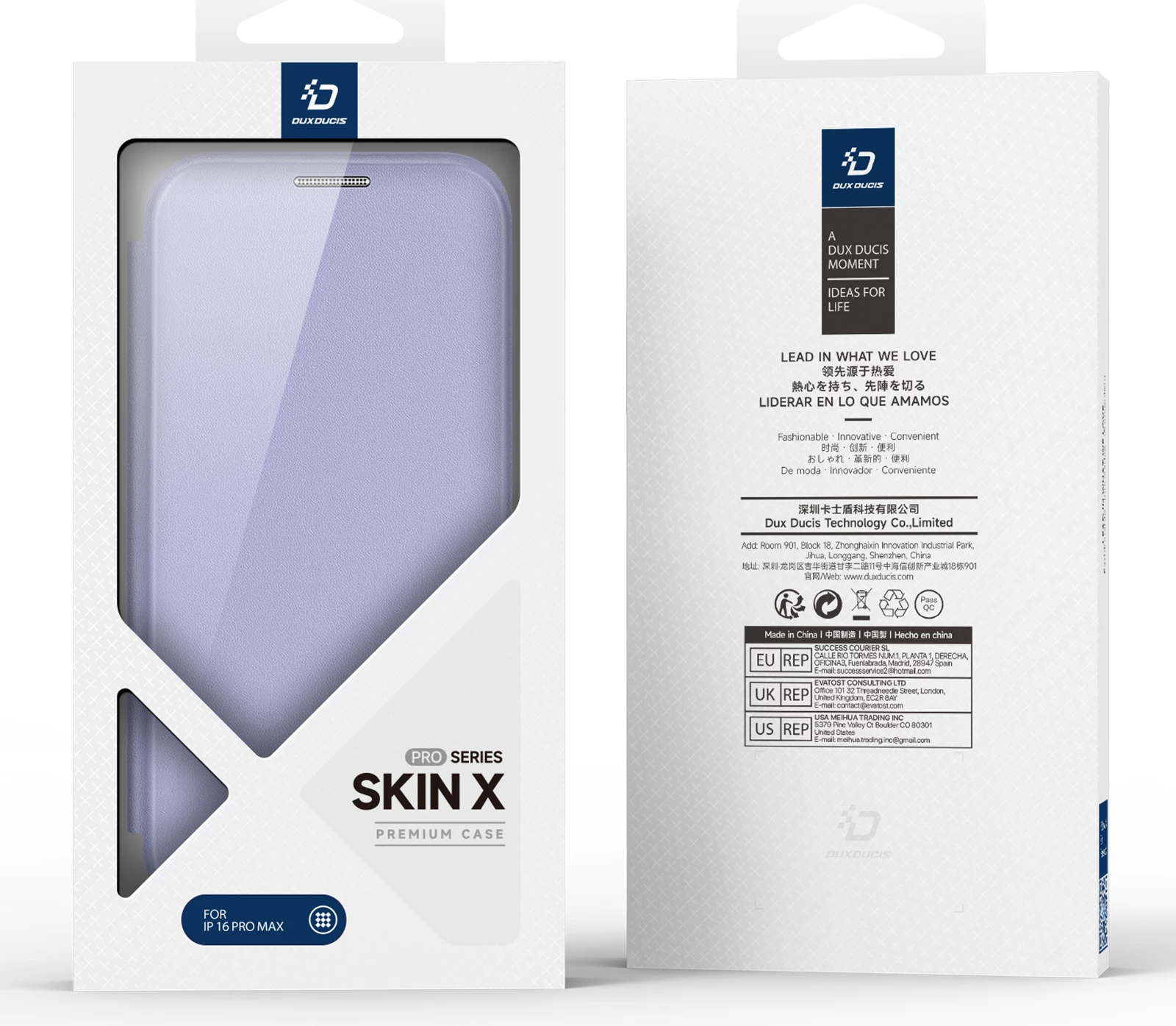 Mbështjellës Dux Ducis Skin X Pro për iPhone 16 Pro Max, MagSafe, me kapak, vjollcë