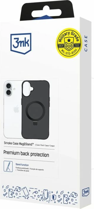 Kapak telefoni 3mk Smoke Case Mag&Stand për iPhone 17, i zi
