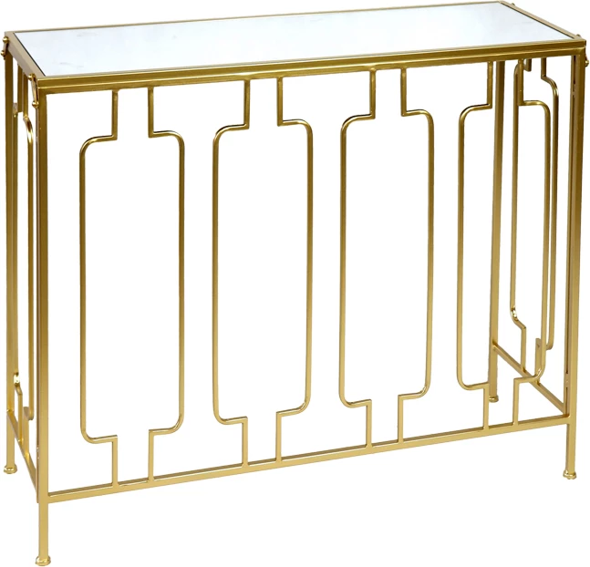 Konsolë Sieni, metal ari-xham pasqyrë, 91.4x31.8x77.5 cm