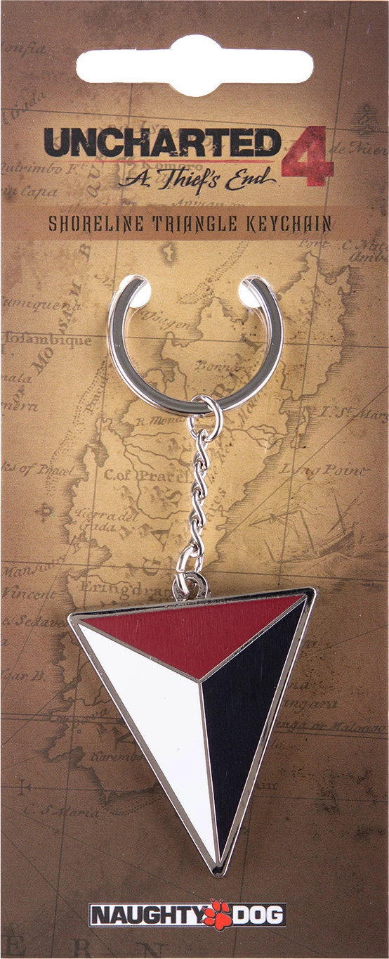 Varëse çelësash metalike Gaya Uncharted 4 Shoreline Triangle 4 cm, argjend/kuq/zi/bardhë