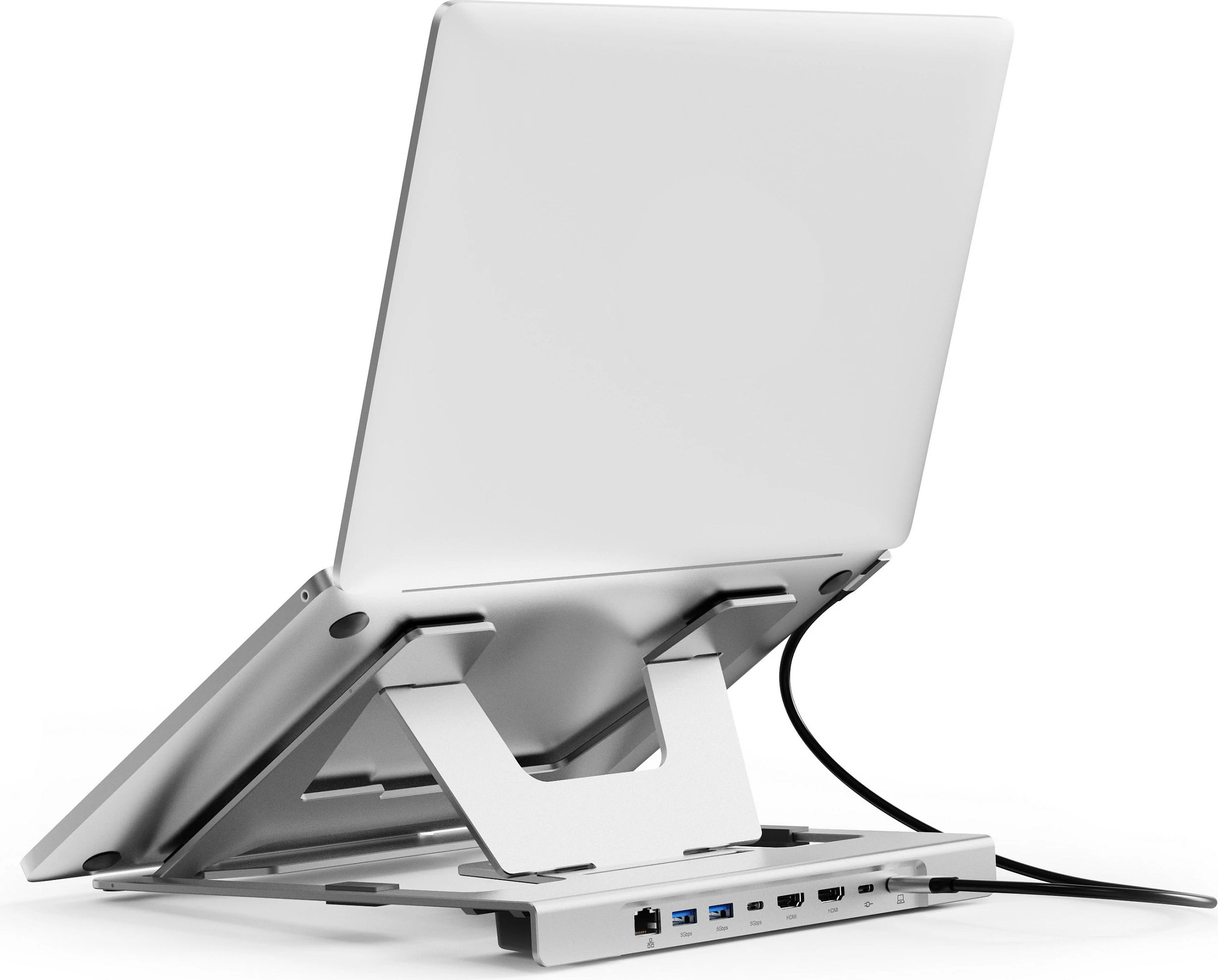 Stendë laptopi Conceptronic, Docking 7-në-1 USB-C, 2x HDMI, RJ-45, alumini, e argjendtë