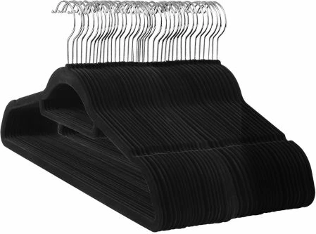 Varëse rrobash SONGMICS CRF20B kadife anti-rrëshqitëse 43.5 cm me grep 360° set 20 copë, e zezë