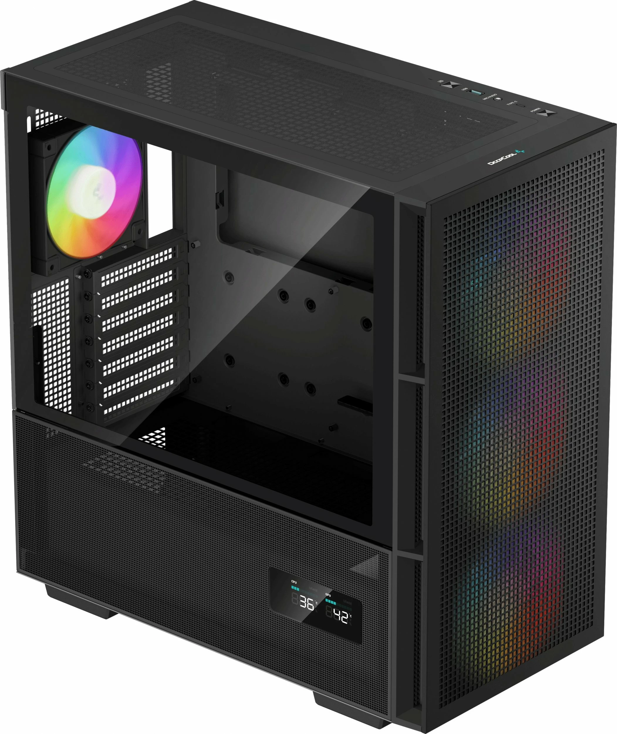 Kasë Deepcool CH560 Digital ARGB R-CH560-BKAPE4D-G-1, Midi Tower ATX/eATX, 4x PWM ARGB ventilatorë, USB-C, e zezë