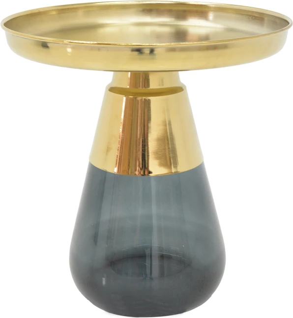 Set tavolinash kafeje Kunlo Inart 2 copë, krom i artë-xham i zi