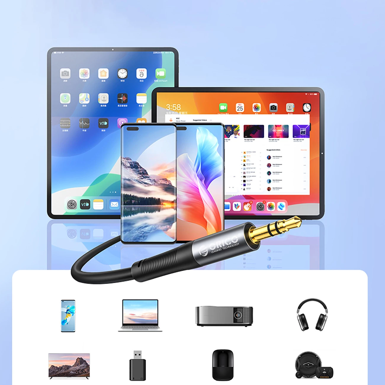 Kabllo zgjatëse audio Orico AXF-50 mini jack 3.5mm (mashkull në femër) 5 m, e zezë