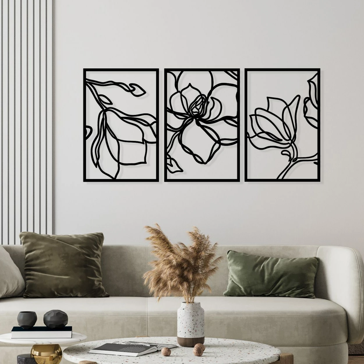 Aksesor dekorativ metalik për mur, Wallity Adda, ngjyrë e zezë, 120x56.5cm