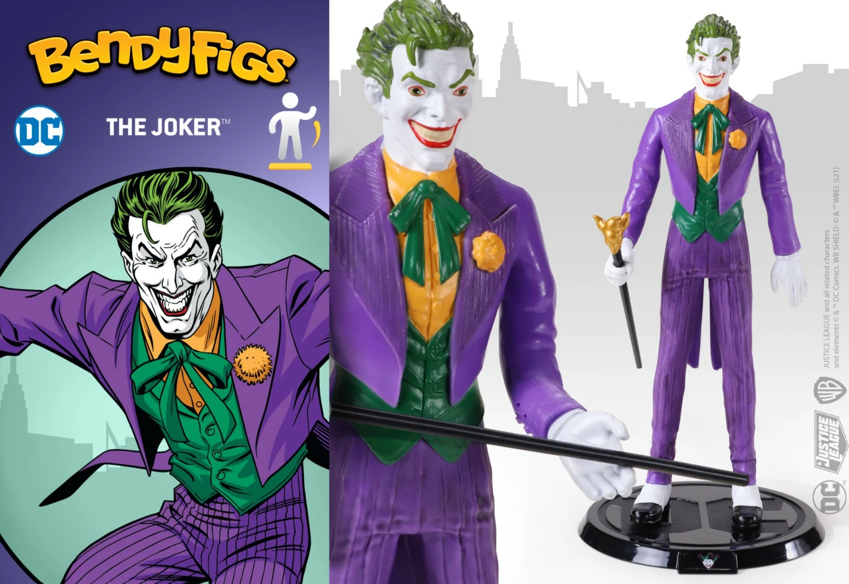 Figurinë e përkulshme Noble Collection Bendyfigs DC Batman (Comic) The Joker 18 cm, me bazë