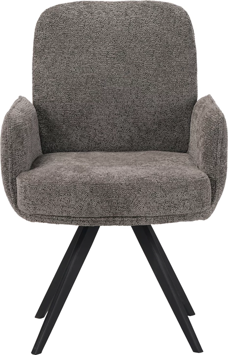 Karrige rrotulluese Novo, stof bouclé antracit, këmbë metalike të zeza, 65.5x60x90cm, set prej 2 copash