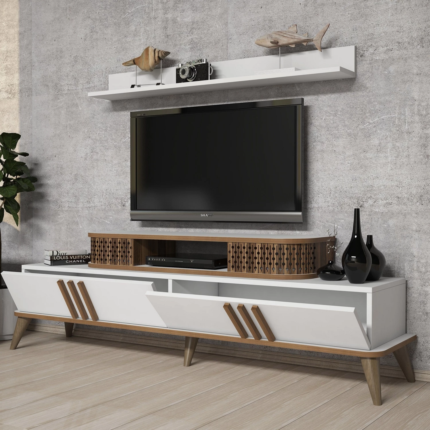 Komodë TV Skye Decor, Eylül, e bardhë