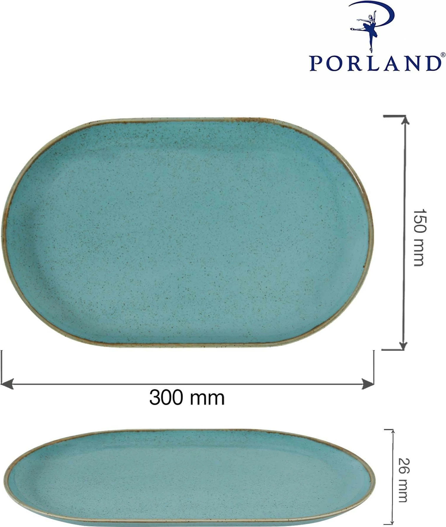 Pjatë servirjeje ovale Porland Seasons Laguna 300x150 mm, set 6 copë, kaltër qielli