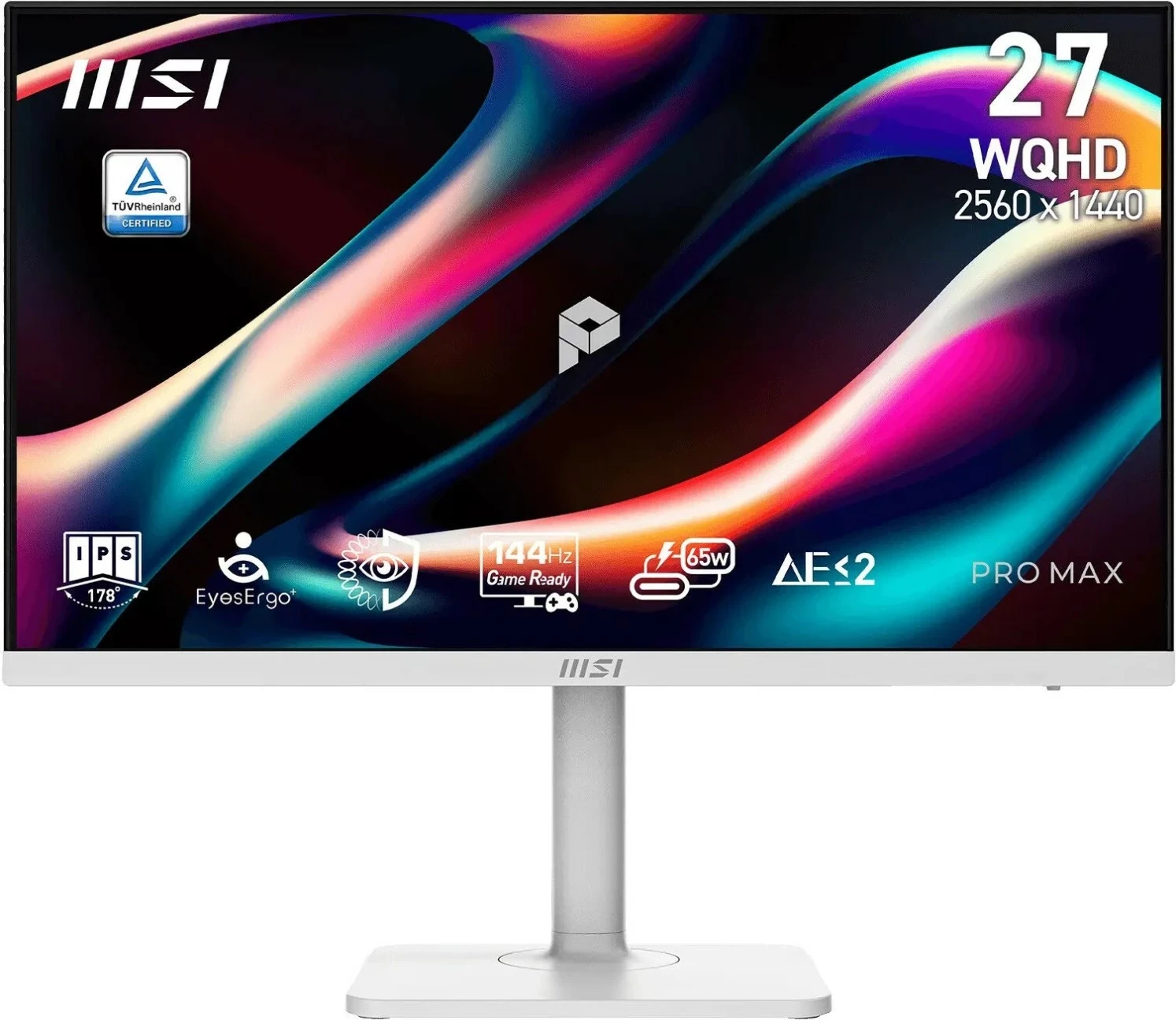 Monitor MSI PRO MAX 271QPHW E14, 27", IPS, WQHD 2560x1440, 144Hz, 1ms, USB-C 65W, i bardhë