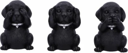 Figurinë dekorative NEMESIS NOW Three Wise Labradors 8.5 cm, resin, e pikturuar me dorë, set 3 copë, e zezë