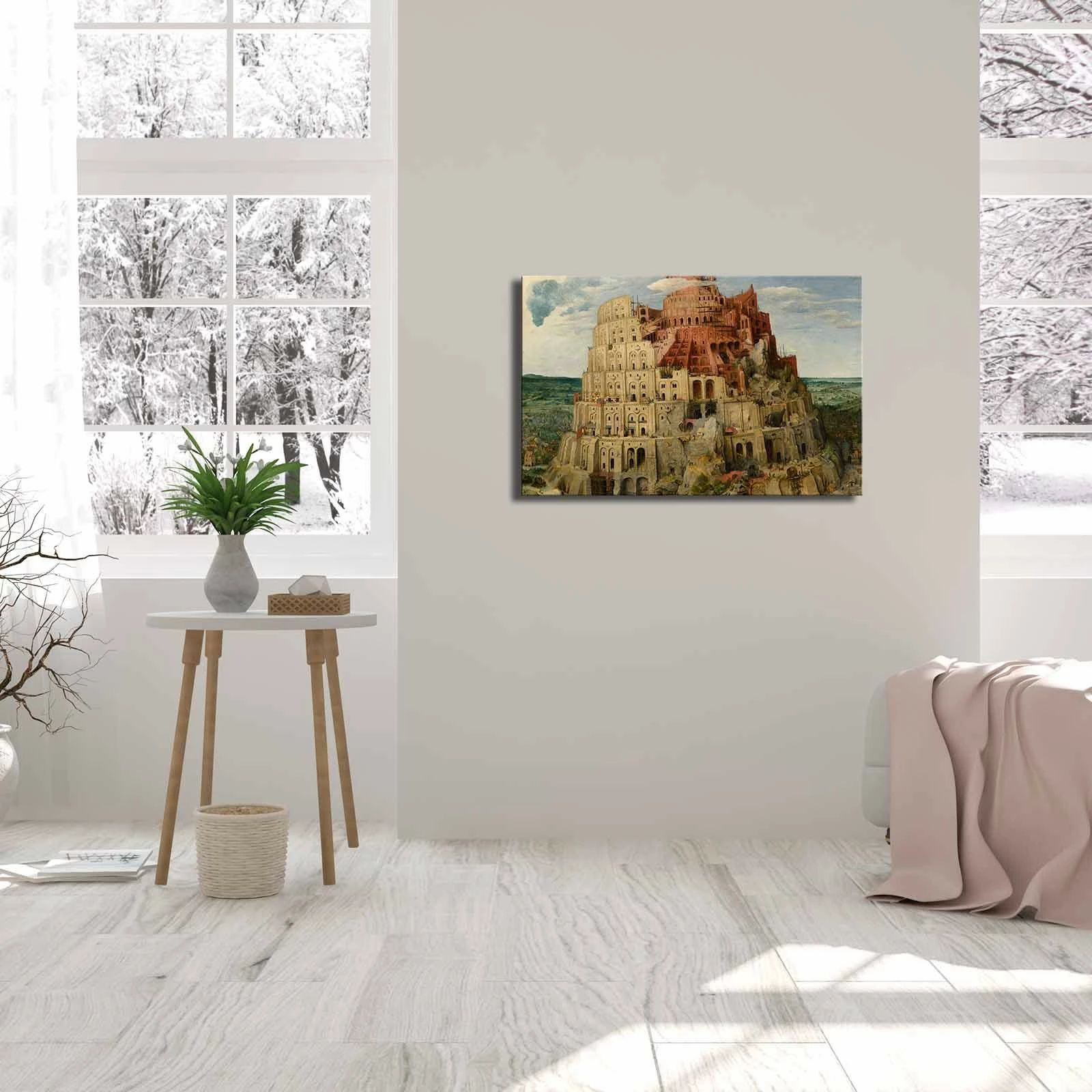 Pikturë dekorative në kanavacë, Tower of Babel, shumëngjyrëshe, 45x70cm